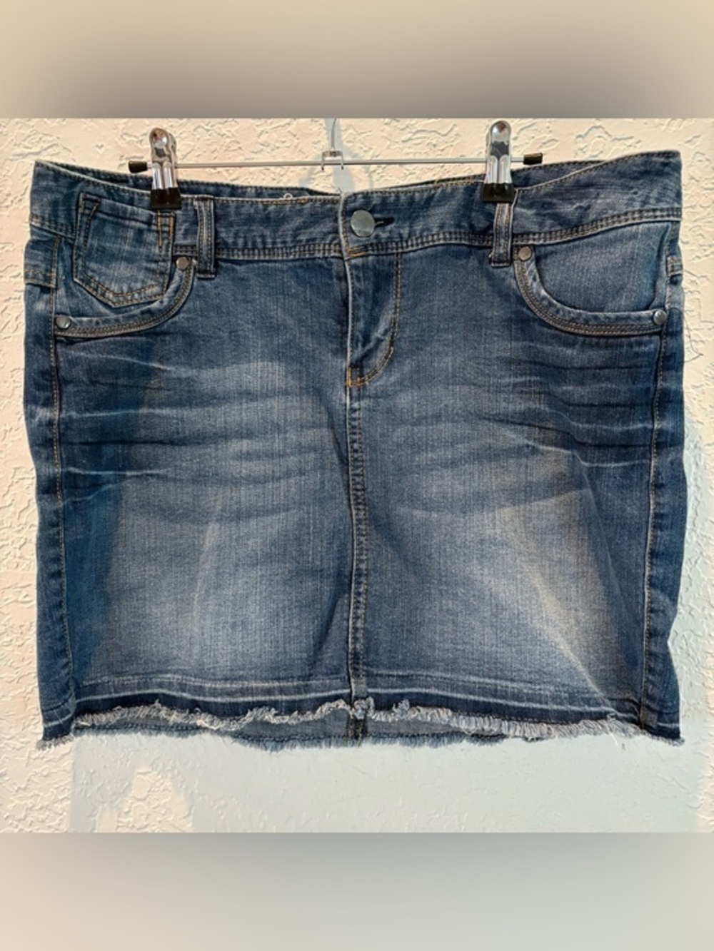 Express Blue Washed Denim Mini Skirt
